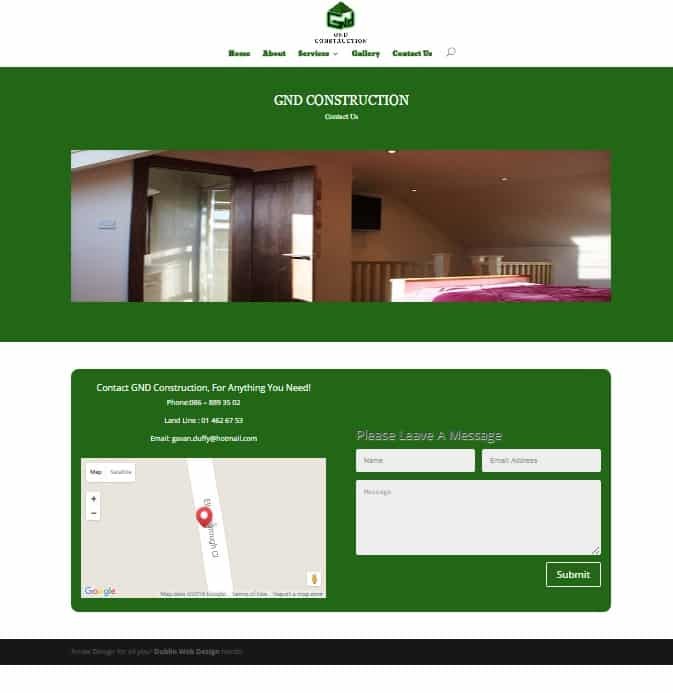 web design for trades - gnd website example page