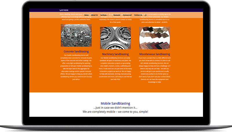 web design for sandblasting