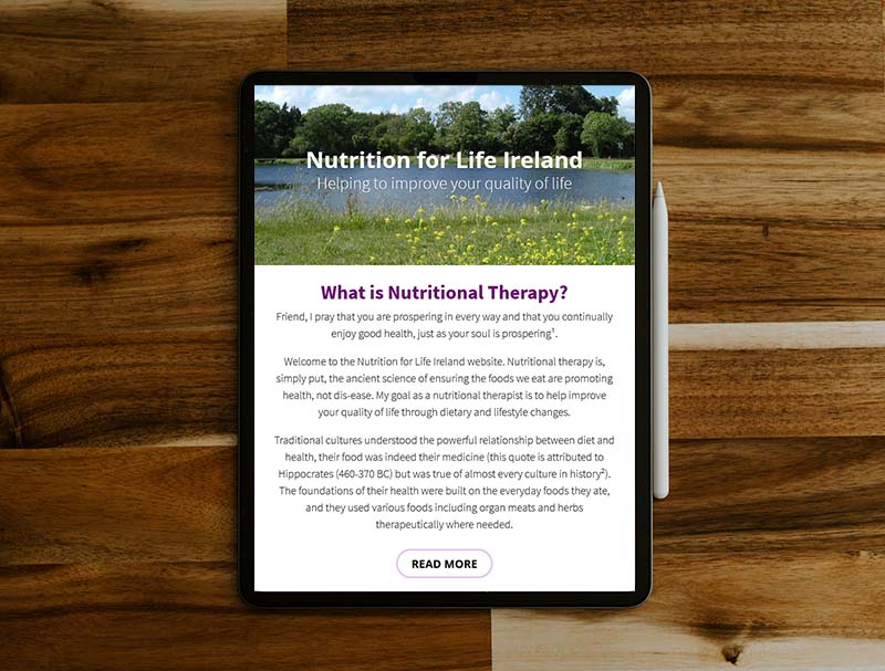 website design for nutrition