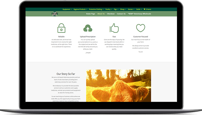 website design for veterinary supplies