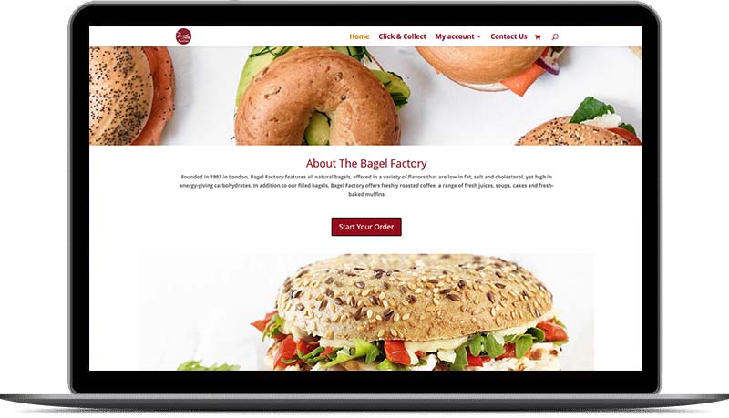 Website design for The Bagel Factory