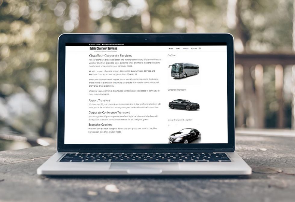 website design for chauffeur service Arrow Design