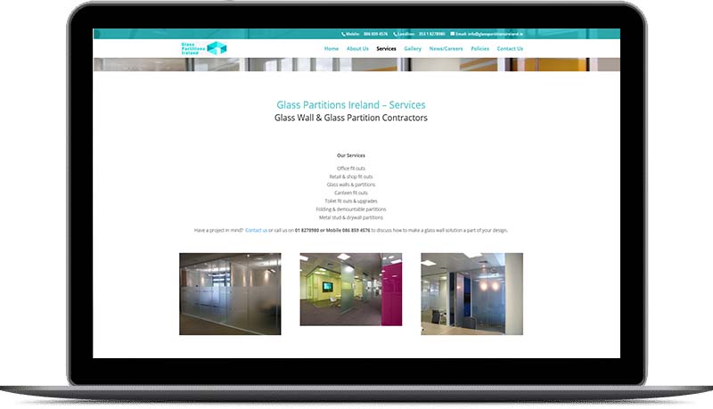 website design for glass partitions