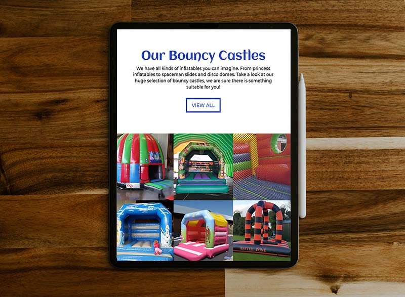 website design for bouncy castles ratoath