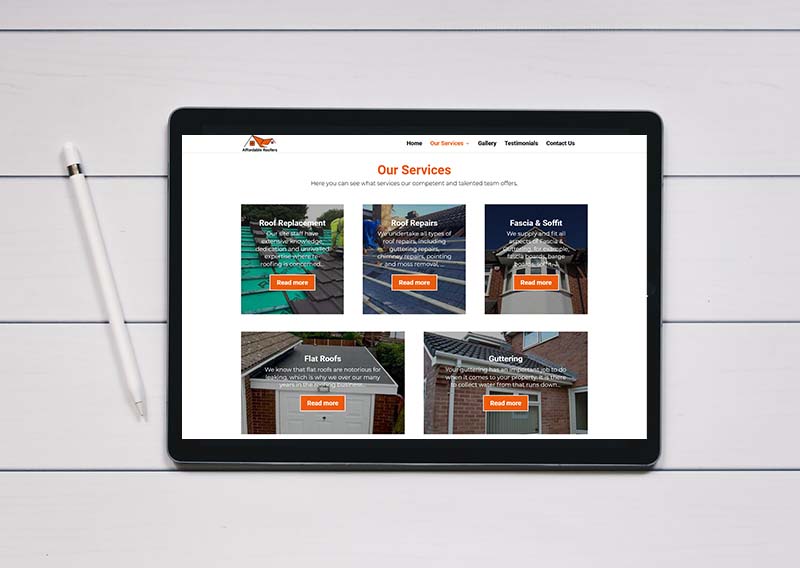 website design for affordable roofers