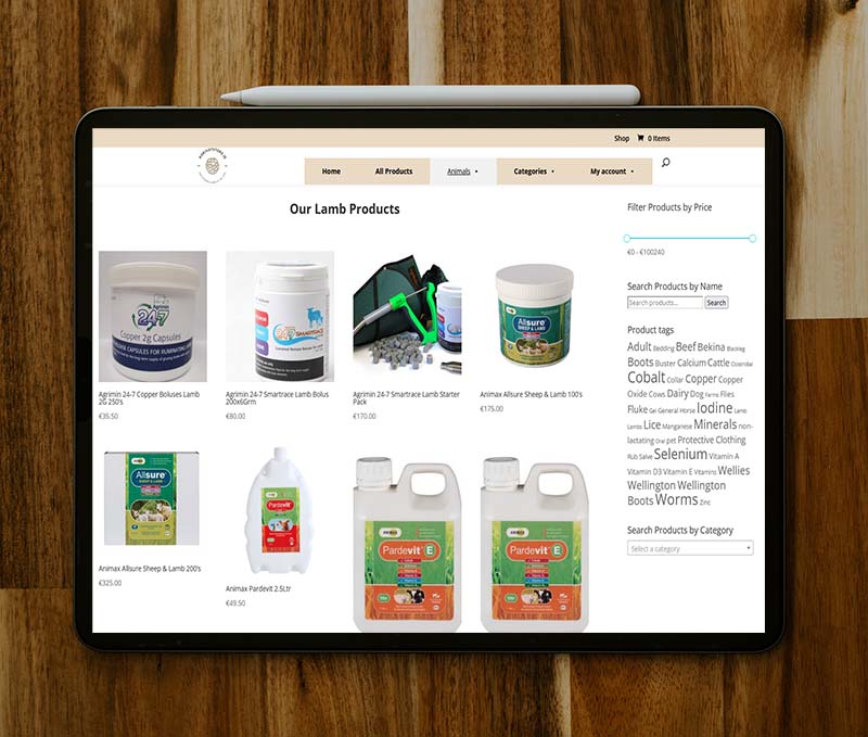 website design for a veterinary supplier