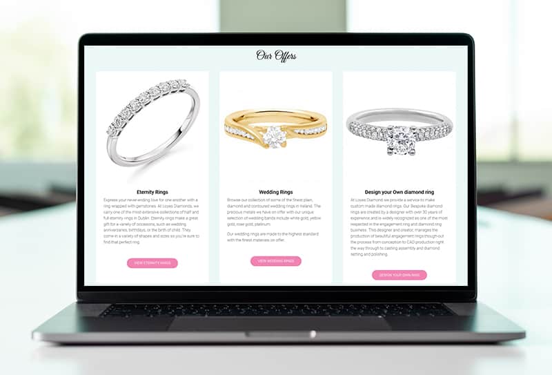 website design for a jeweler