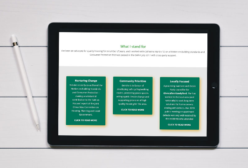 website design for a green party councillor