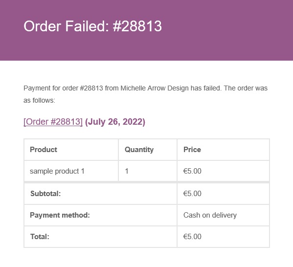 Add Content to the Woocommerce Customer Failed Order Email