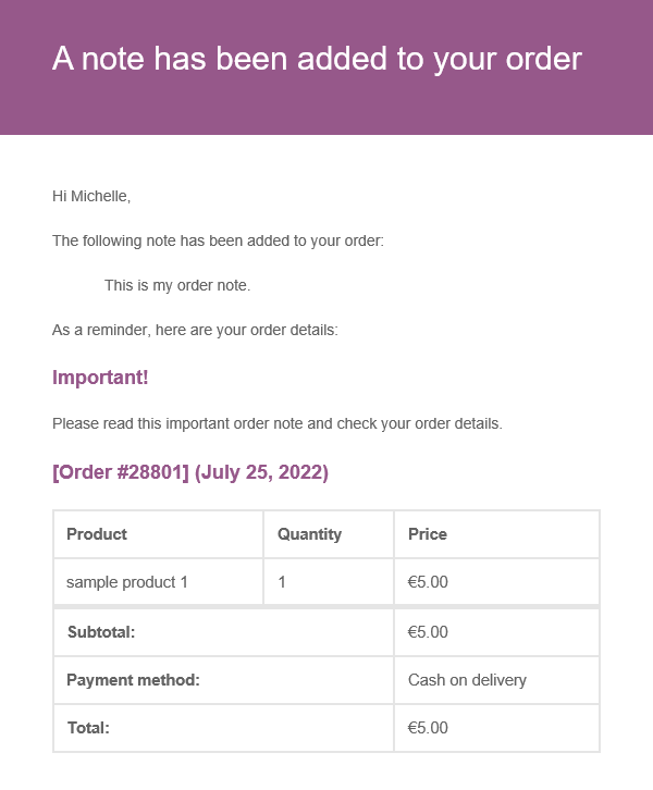 Add Content to the Woocommerce Customer Note Email