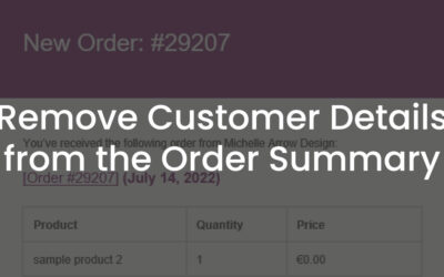 Remove Customer Details from the Order Summary
