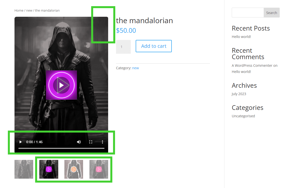 Product Gallery Video Slides product page
